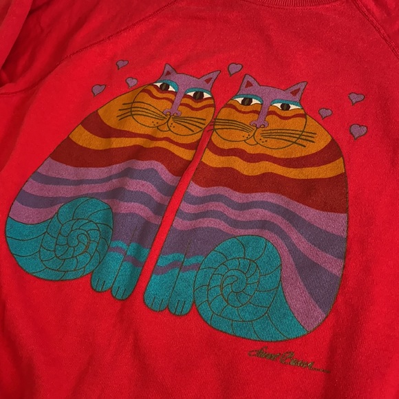 {VTG} Laurel Burch | Hanes 1987 Rainbow Cats Painting Artist Sweatshirt (M) - Picture 15 of 16